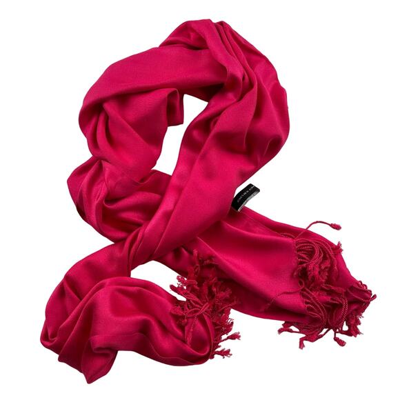 Jones New York Snapdragon Pink Fringe Viscose Scarf - Picture 1 of 7